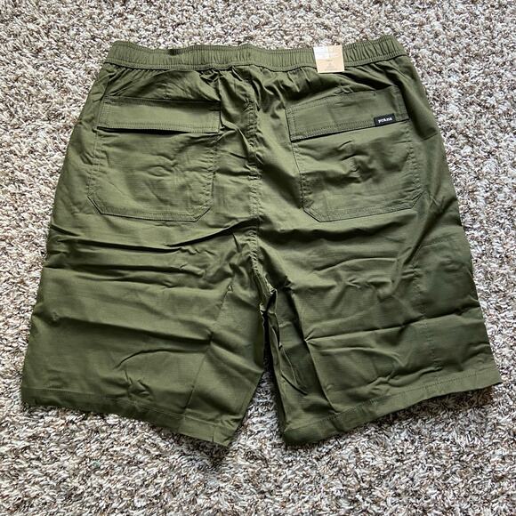 Prana Double Peak E-Waist 8" Short Men's L Cargo Green Standard Fit Drawstring - Picture 4 of 9